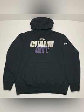 Baltimore Ravens Nike Hoodie Charm City Black Fleece Sweatshirt Mens Size Large